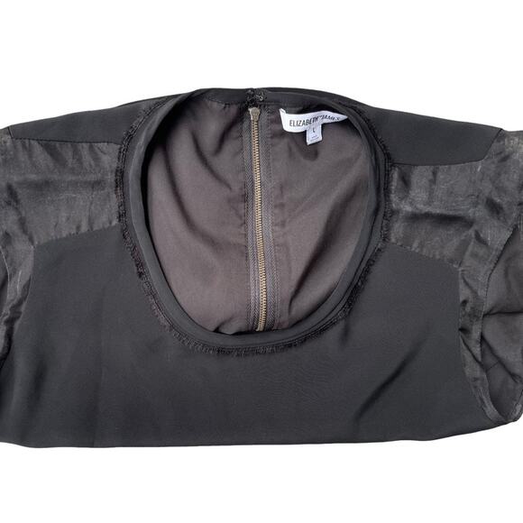 Elizabeth and James Black Sleeveless Sheer Silk Trim Blouse Crop Top - Large - Picture 6 of 12